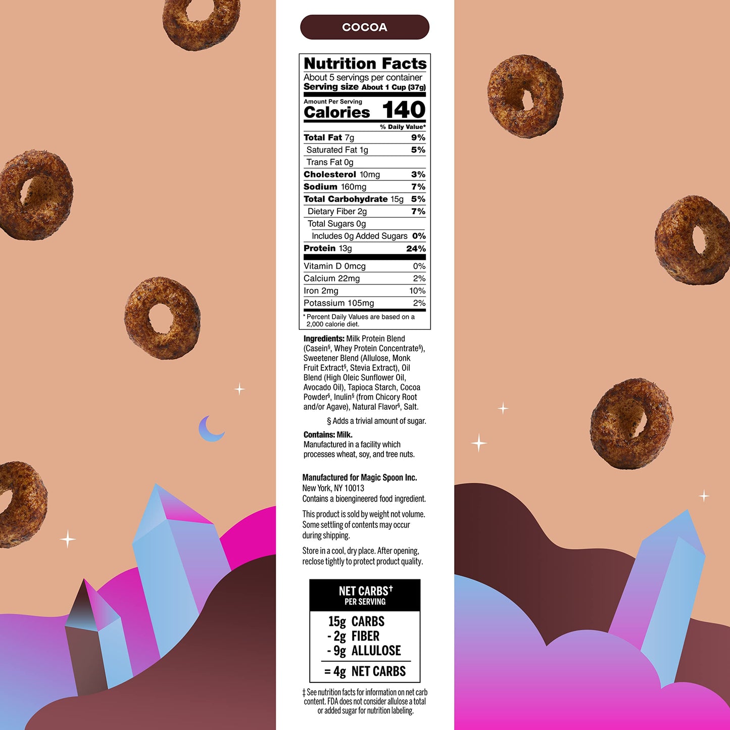 Magic Spoon Cereal, Cocoa 4-Pack Of Cereal And Spoon - Keto & Low Carb Lifestyles, Gluten & Grain Free, High Protein, 0G Sugar