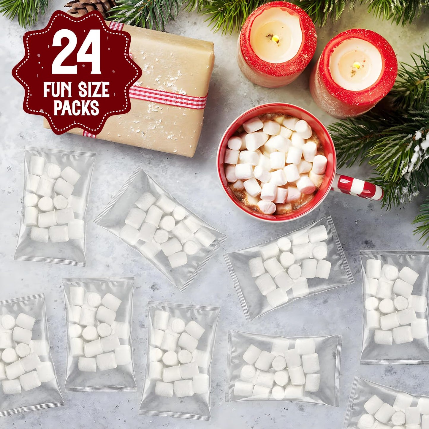 Freeze Dried Marshmallows Mini Individual 24 Fun Size Packs - Hot Chocolate Marshmallows Candy For Christmas Toppings, Hot Cocoa