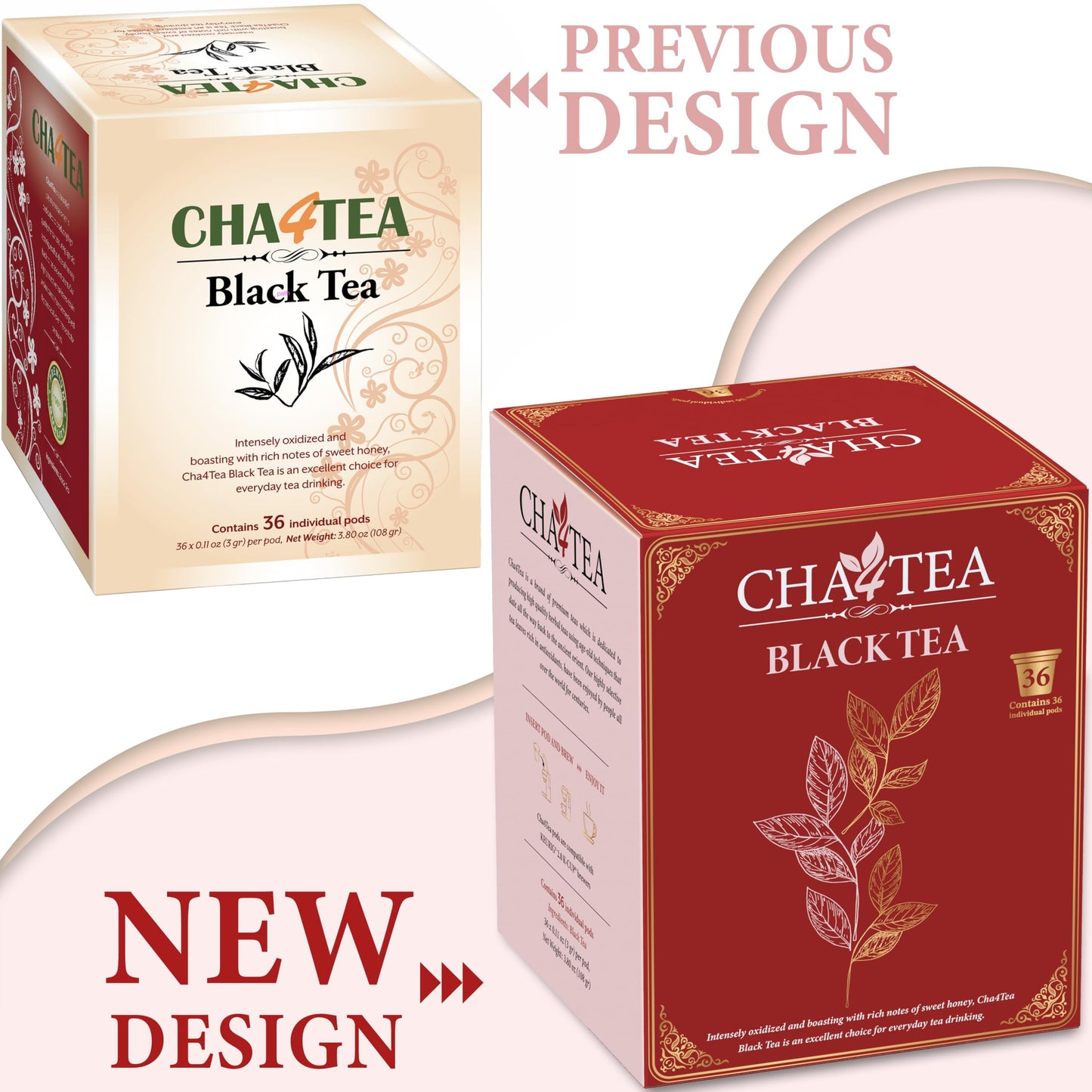 Cha4TEA Black Tea Pods for Keurig K-Cup malt-inspired, 36 Count, Model TE-002-1