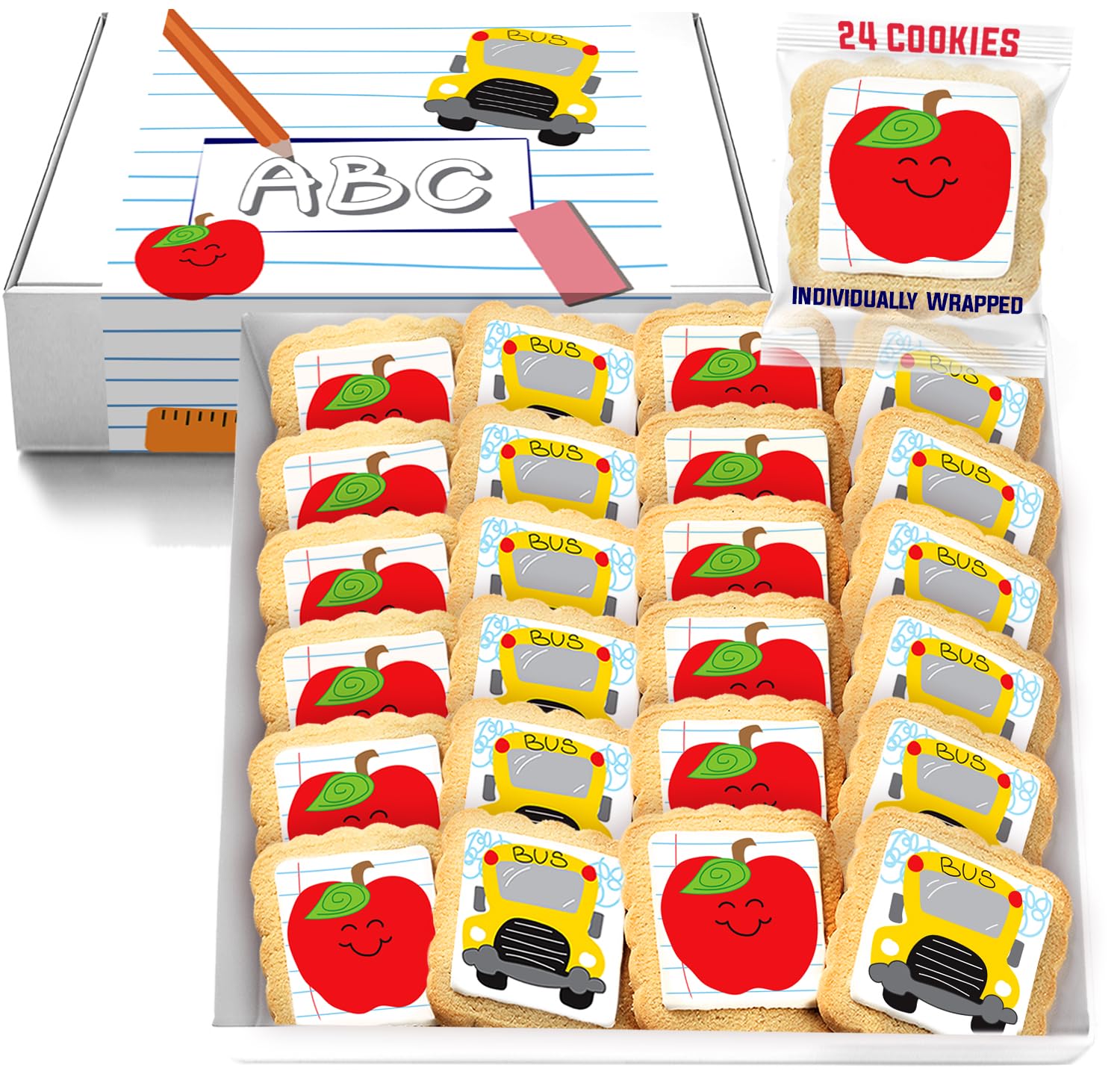 School Cookies Teacher Appreciation Bulk Individually Wrapped Party Favors | Thank You 24 Pack | Back To School Gift Basket | Ap