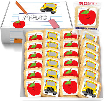School Cookies Teacher Appreciation Bulk Individually Wrapped Party Favors | Thank You 24 Pack | Back To School Gift Basket | Ap