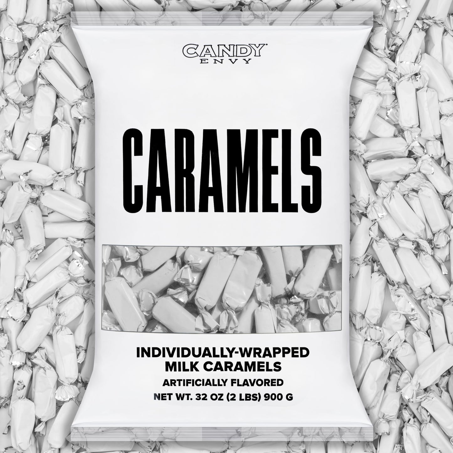 Candy Envy - Individually Wrapped Caramels - White Wrapper - 2 Pound Bulk White Candy
