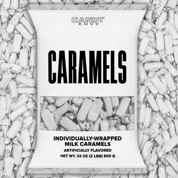 Candy Envy - Individually Wrapped Caramels - White Wrapper - 2 Pound Bulk White Candy