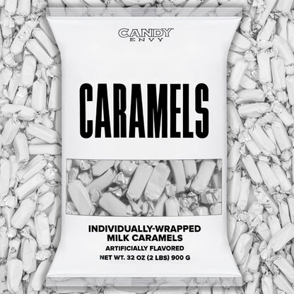 Candy Envy - Individually Wrapped Caramels - White Wrapper - 2 Pound Bulk White Candy