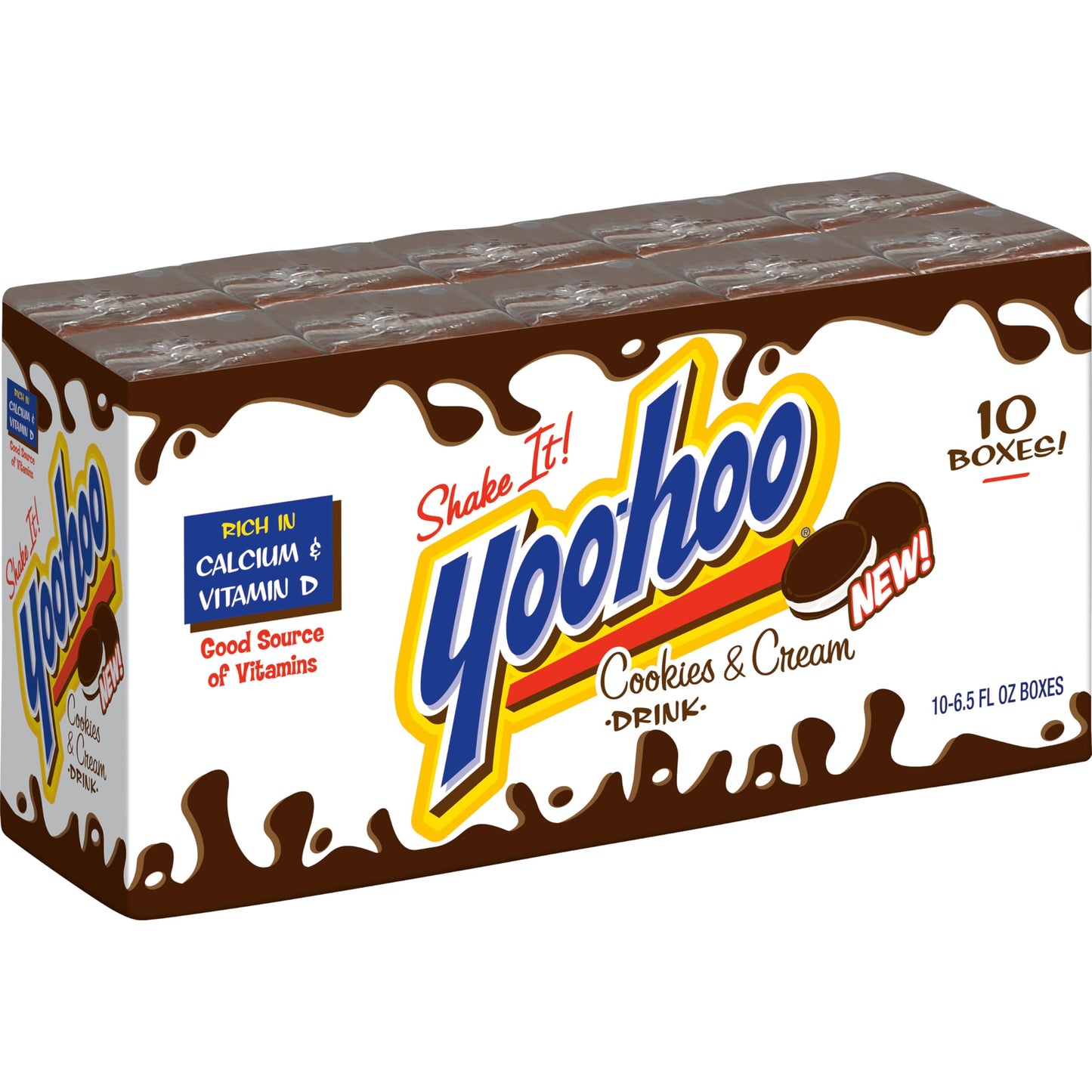 Yoo-Hoo Cookies and Cream Drink, 6.5 fl oz, 40 Pack (4 Packs of 10)
