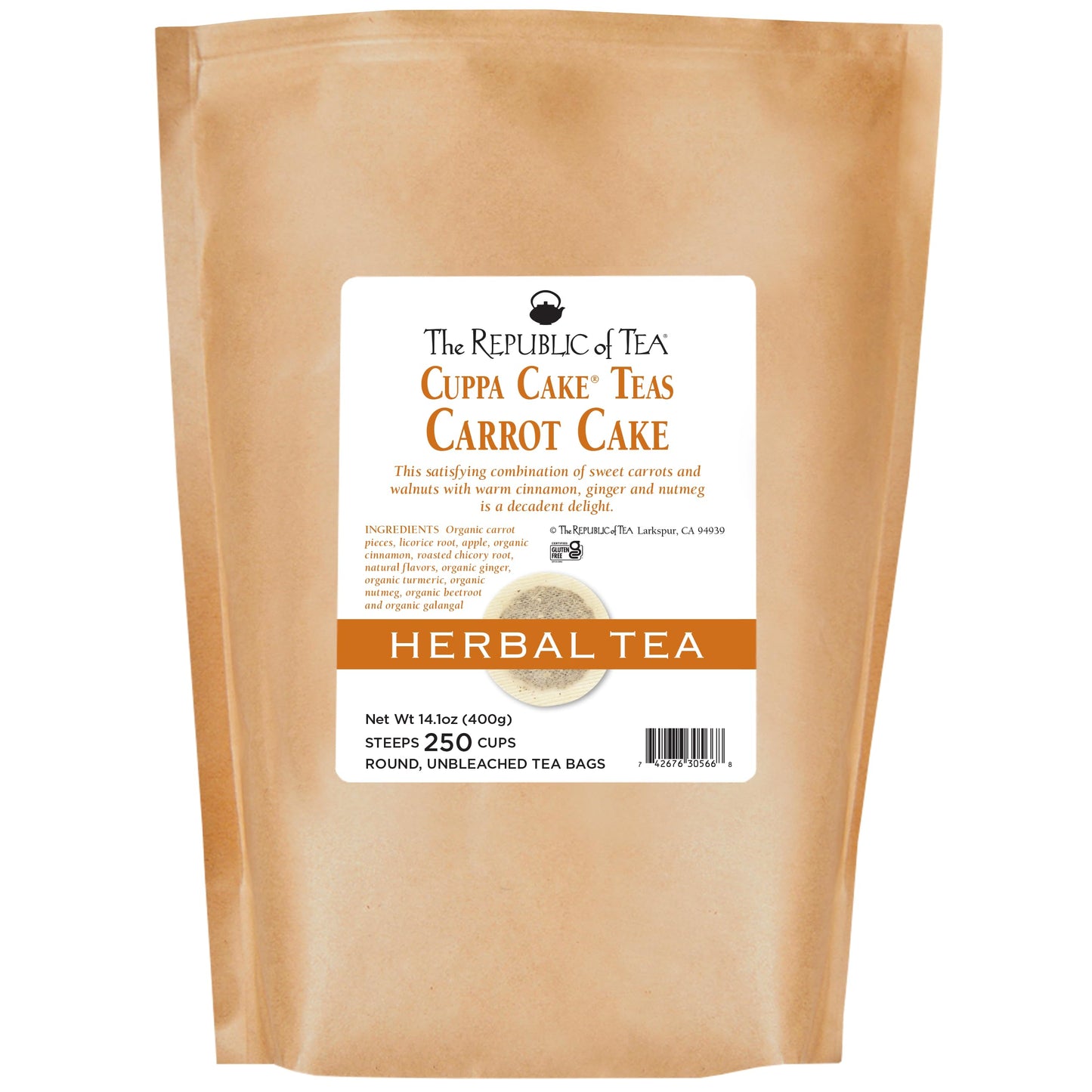 The Republic of Tea - Carrot Cake Cuppa Cake Herbal Tea, Bulk Tea, 250 Tea Bags