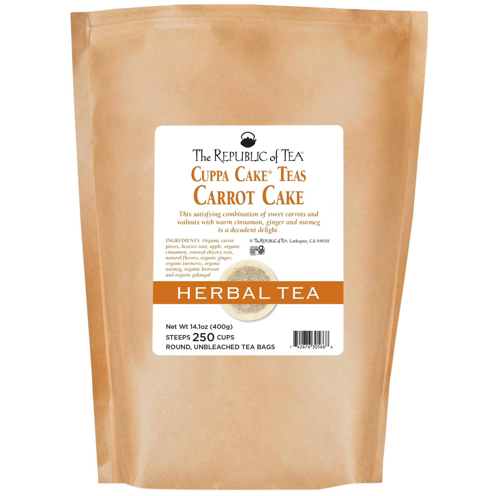 The Republic of Tea - Carrot Cake Cuppa Cake Herbal Tea, Bulk Tea, 250 Tea Bags