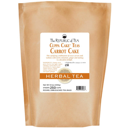 The Republic of Tea - Carrot Cake Cuppa Cake Herbal Tea, Bulk Tea, 250 Tea Bags