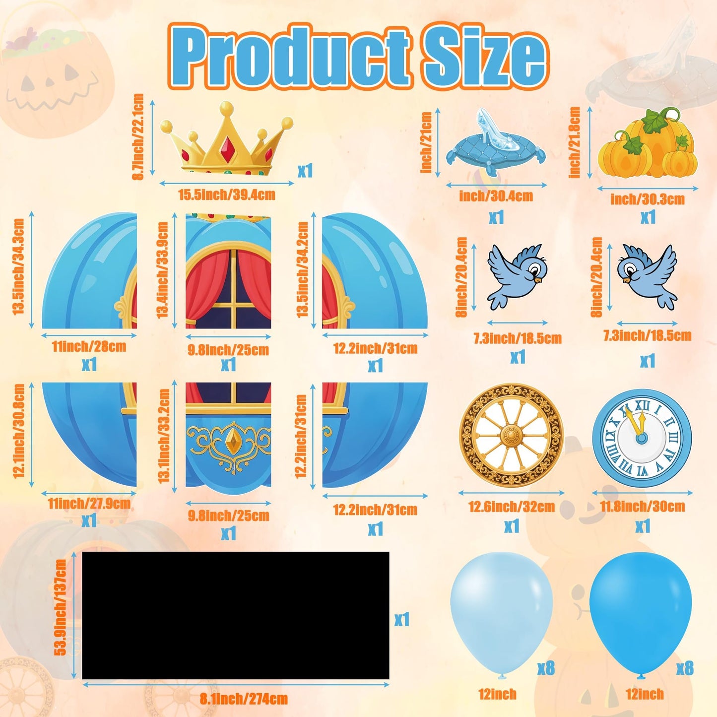 Feuid Gniea Christmas Trunk or Treat Decorations - 42Pcs Car Archway, Blue Pumpkin Cutouts, Balloons for Outdoor Decor, Model DZ-FS01844M