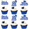30 PCS 2025 Graduation Theme Cupcake Toppers Glitter Class of 2025 Cupcake Picks Graduation Cap Cake Decorations for 2025 Gradua