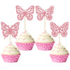 Gyufise 24 Pack Pink Glitter Assembled Butterfly Cupcake Toppers Baby Shower Cake Picks Decorations For Wedding Anniversary Kids