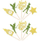 ZHUOWEISM Cupcake Toppers, 30 PCS Glitter Peter Pan Clock Tower Picks, Gold Green Design, Paper Decorations for Baby Shower, Birthday Party