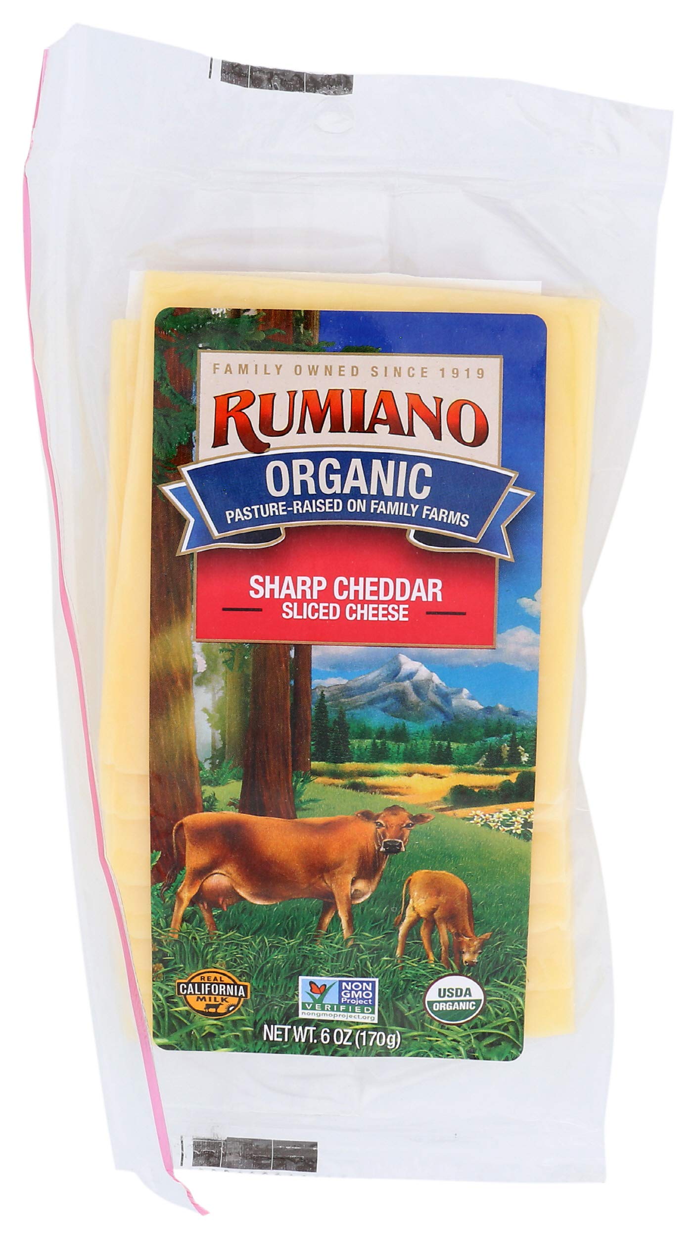 Rumiano Organic Sharp Cheddar Cheese, Sliced, 6 oz