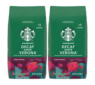 Starbucks Decaf Ground Coffee, Caffè Verona, Dark Roast Decaffeinated Ground 100% Arabica Coffee, Notes Of Dark Cocoa & Caramelized Sugar, 12-Ounce Bag (Pack Of 2)
