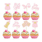 Gyufise 24Pcs Baby Shower Cake Topper, Light Pink, Baby Girl Themed Cupcake Picks For Gender Reveal, Birthday Party Supplies