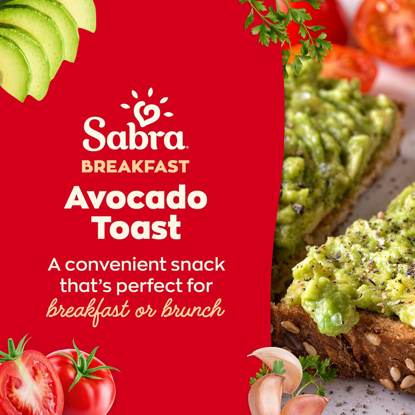 Sabra Breakfast Avocado Spread With Toast, Avocado Toast Also Great for On the Go Snacks and Lunches - 2.7 Oz Single-Serve Tray