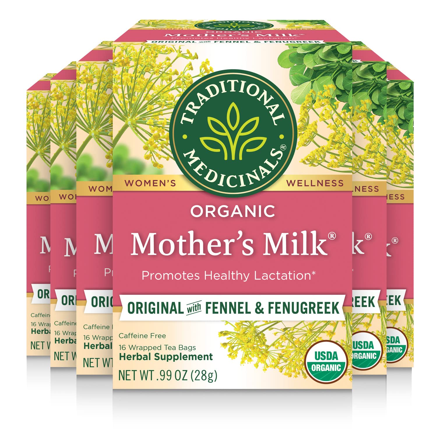 Traditional Medicinals Organic Mothers Milk Herbal Tea - 6 Pack, 96 Tea Bags, Promotes Healthy Lactation, Transparent, Model: thomaswi