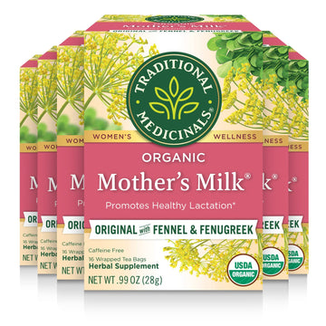 Traditional Medicinals Organic Mothers Milk Herbal Tea - 6 Pack, 96 Tea Bags, Promotes Healthy Lactation, Transparent, Model: thomaswi