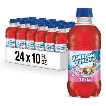 HAWAIIAN PUNCH Lemon Berry Squeeze Fruit Juice Drink, 10 Fl Oz Bottles, 24 Count, Caffeine-free, Gluten-free, Excellent Source of Vitamin C