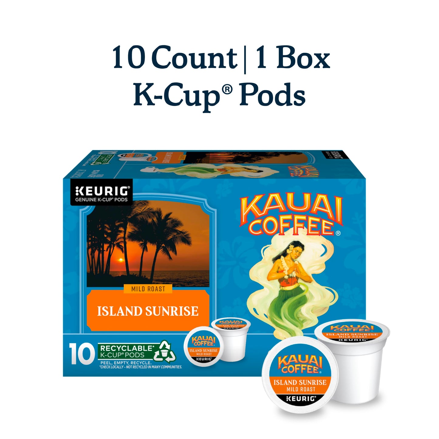 Kauai Coffee K-Cup Pods for Keurig – Arabica Coffee, Mild Roast, 10 Count