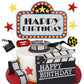 Movie Night Birthday Cake Topper - Movie Theme Roll Hollywood Cinema Ticket Happy Birthday Party Decorations - One Cake Topper A