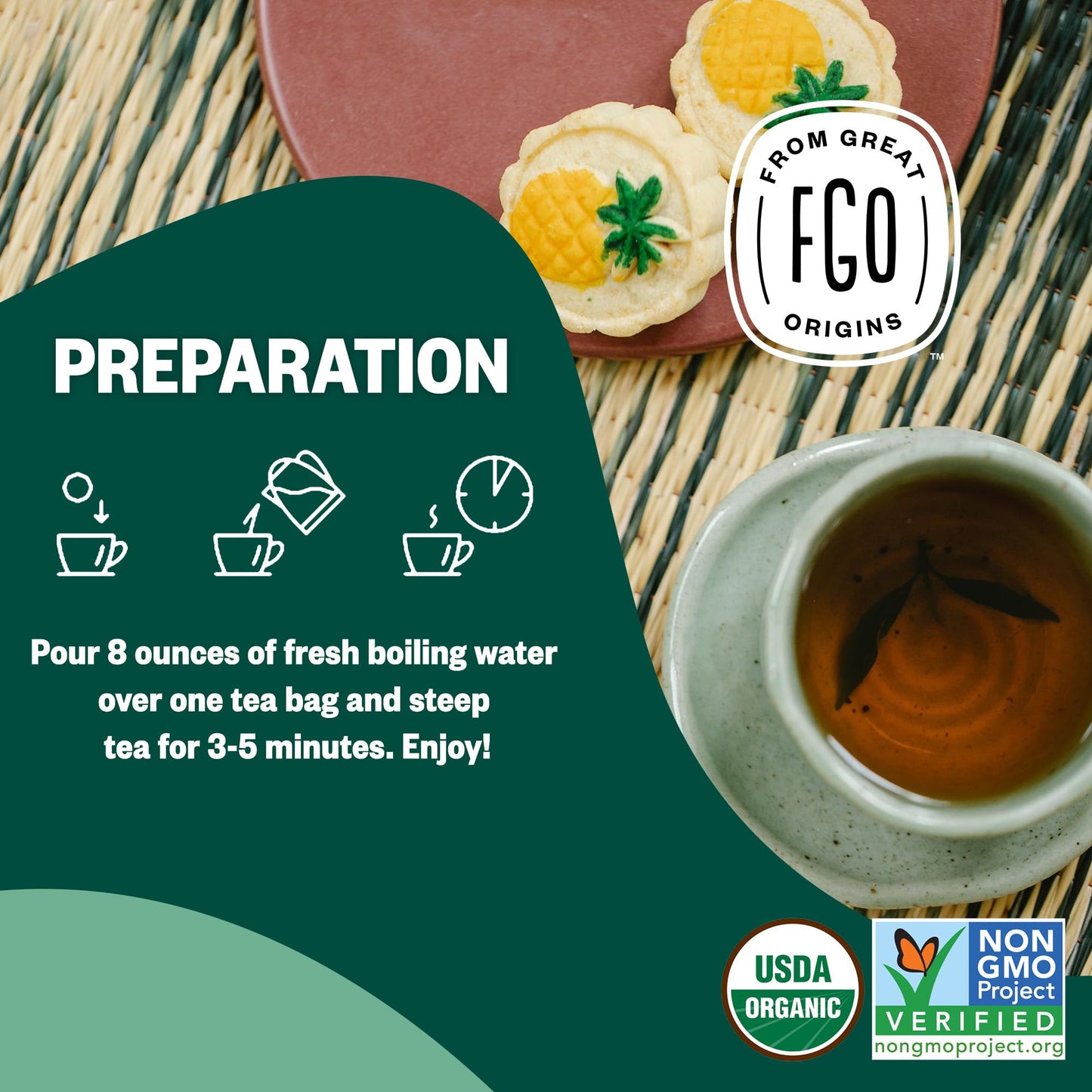 Fgo Organic Moringa Mint Tea, Eco-Conscious Tea Bags, 100 Count, Packaging May Vary (Pack Of 1)