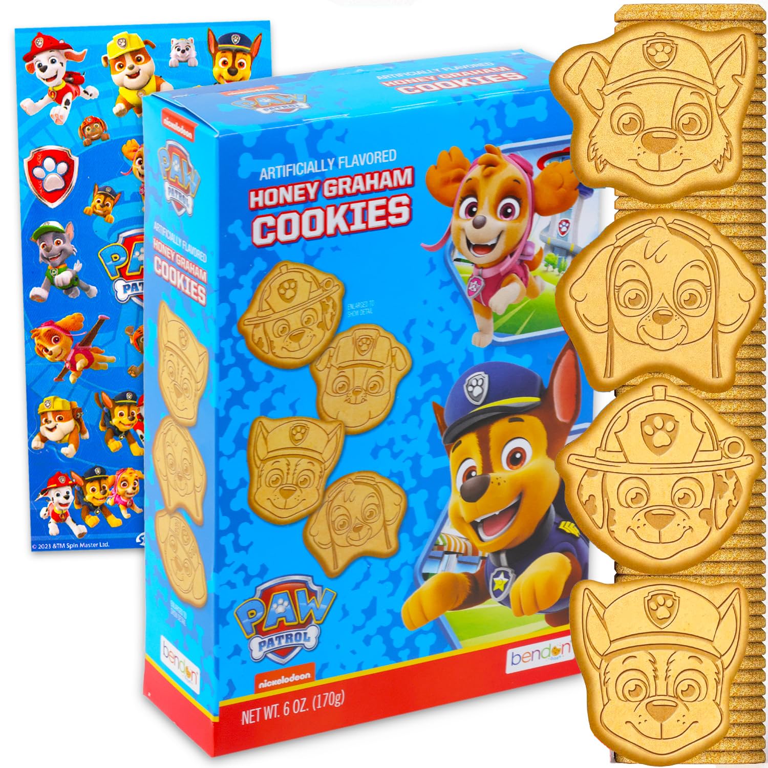 Paw Patrol Honey Graham Cookies Snack Box (6oz) - Pantry Birthday Party Favors Cookie Pack Bundle with Paw Patrol Cookie Sweet T