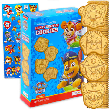 Paw Patrol Honey Graham Cookies Snack Box (6oz) - Pantry Birthday Party Favors Cookie Pack Bundle with Paw Patrol Cookie Sweet T