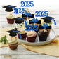 YuBoBo Graduation Cupcake Toppers Glitter Food Picks Diploma Grad Cap Favors Blue