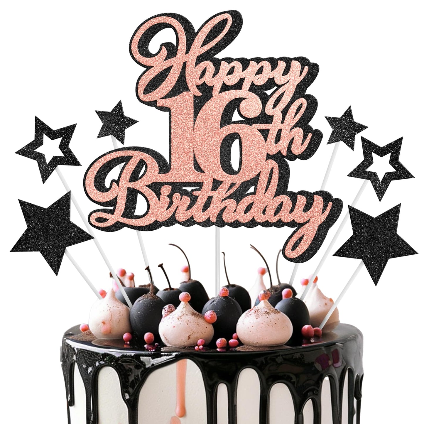 Happy 16th Birthday Cake Topper 16 Birthday Cake Decorations, Happy 16th Birthday Anniversary Party Cake Decorations for Boy Gir
