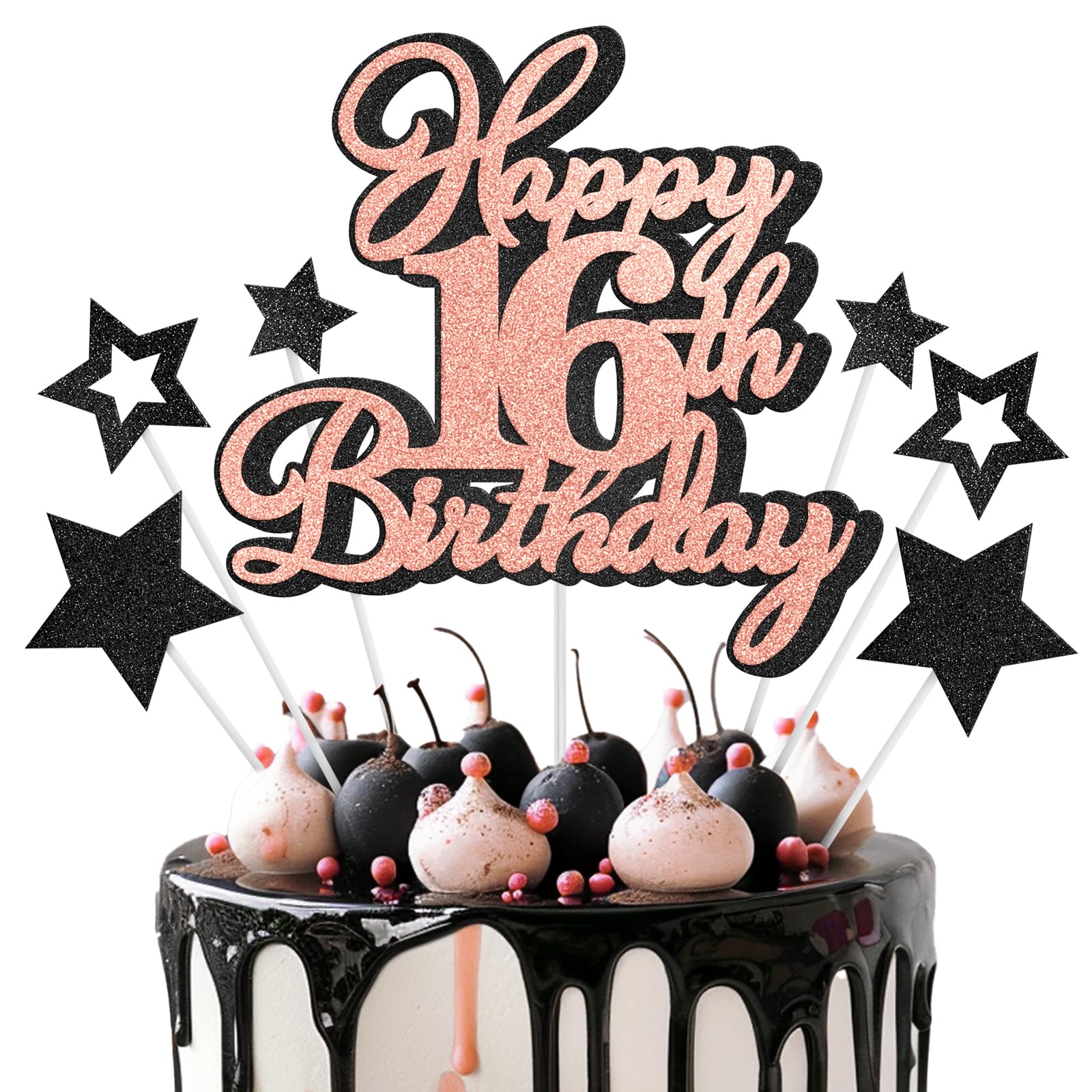 Happy 16th Birthday Cake Topper 16 Birthday Cake Decorations, Happy 16th Birthday Anniversary Party Cake Decorations for Boy Gir