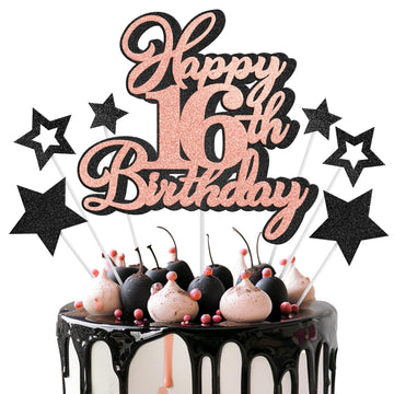 Happy 16th Birthday Cake Topper 16 Birthday Cake Decorations, Happy 16th Birthday Anniversary Party Cake Decorations for Boy Gir