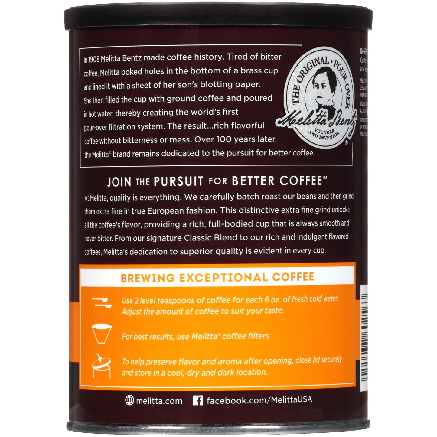 Melitta Hazelnut Crème Flavored Coffee, Medium Roast, Extra Fine Grind, 11 Ounce Can, Pack of 6