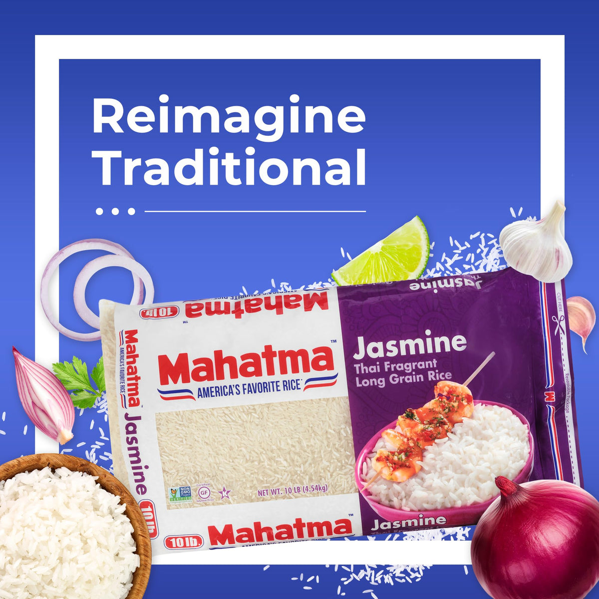 Mute Rice Mahatma Jasmine Rice, 10Lb Bag Of Rice, Thai, Indian, Or Cambodian ...