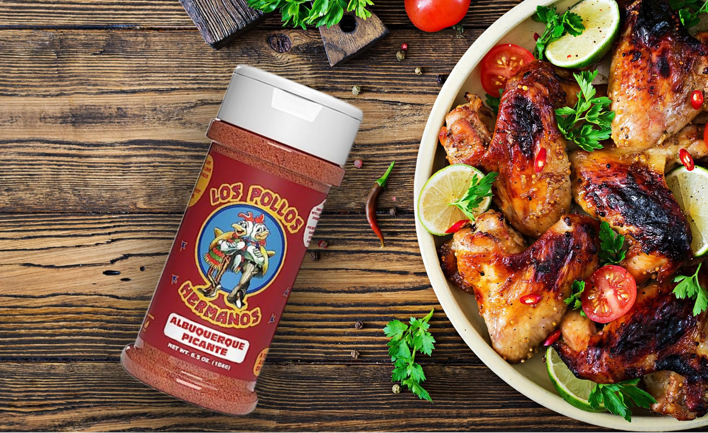 Los Pollos Hermanos Hot Picante Seasoning | Albuquerque Hot Picante Chicken Rub | Breaking Bad Merchandise | 6.5 oz | Kosher, Gl