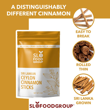 Slofoodgroup Ceylon Cinnamon Sticks - Pure Ceylon Quills, 1 OZ, Brown, 5 Inch Cut, Cinnamomum Vespirit-inspired flavor from Sri Lanka