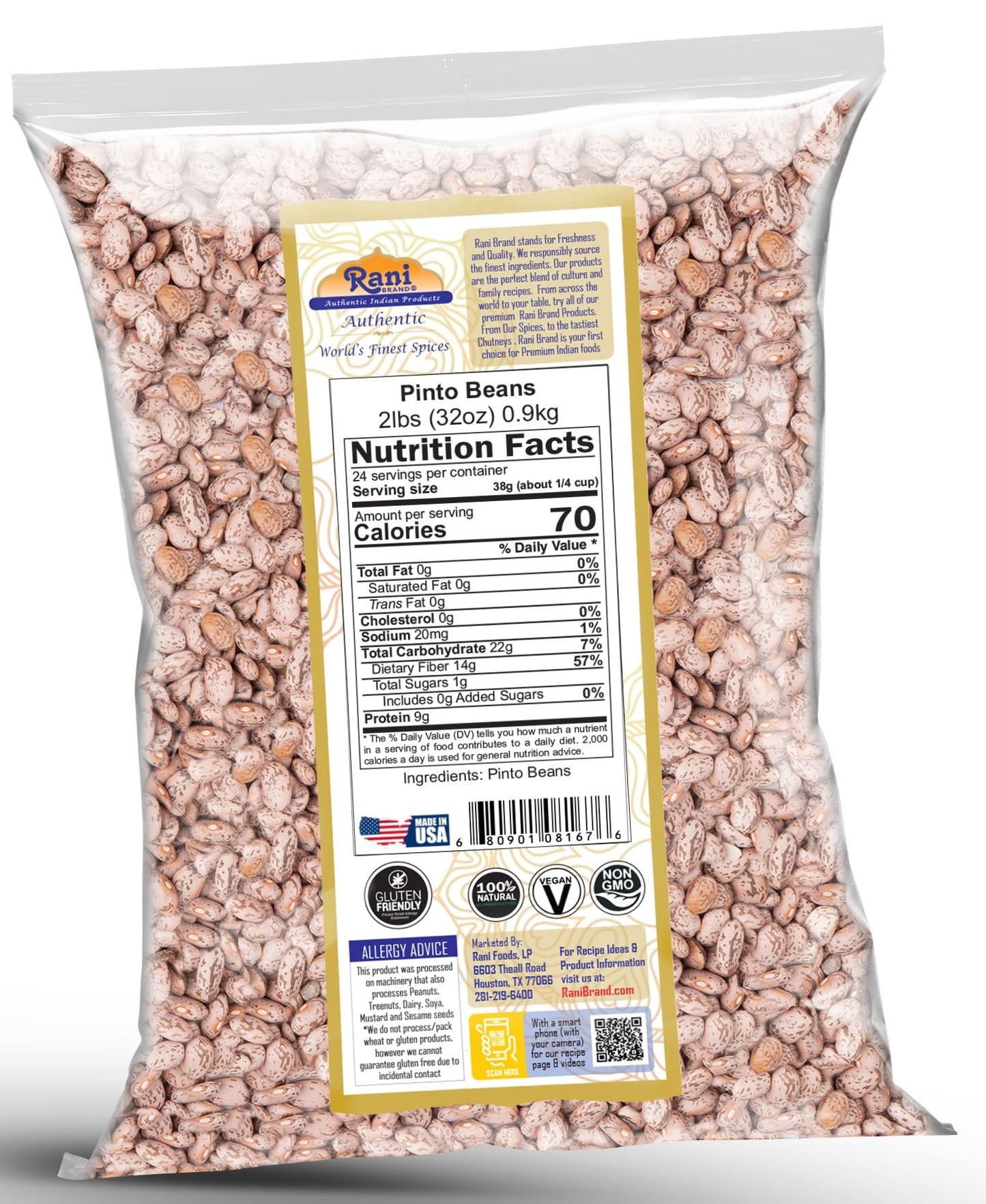 Rani Pinto Beans 32Oz (2Lbs) 908G ~ All Natural | Vegan | Gluten Friendly | Non-Gmo | Kosher | Product Of Usa