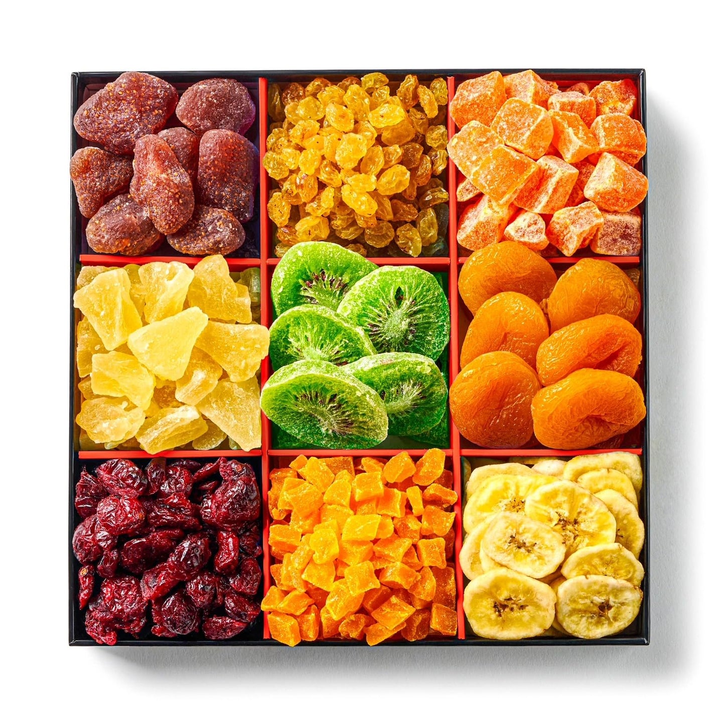Dried Fruit Gift Basket - 9 Sectional - Tropical Fruit Arrangment, Gourmet Gift Basket - Healthy Gourmet Snack Box - For Men/Wom