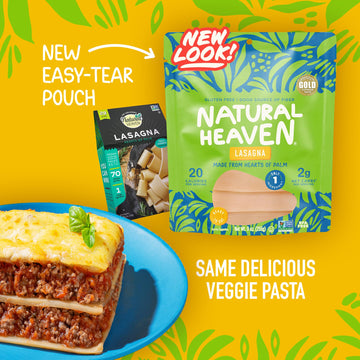 Natural Heaven Lasagna Noodles, Hearts of Palm - Naturally Rich in Potassium, Low-Calorie Veggie Pasta, Keto & Gluten-Free Food,