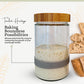 Touchet Heritage Sourdough Starter Jar - 32oz Thick Glass with Bamboo Lid, 6.5” x 4”, Includes Wooden Spoon & Silicone Measuring Band