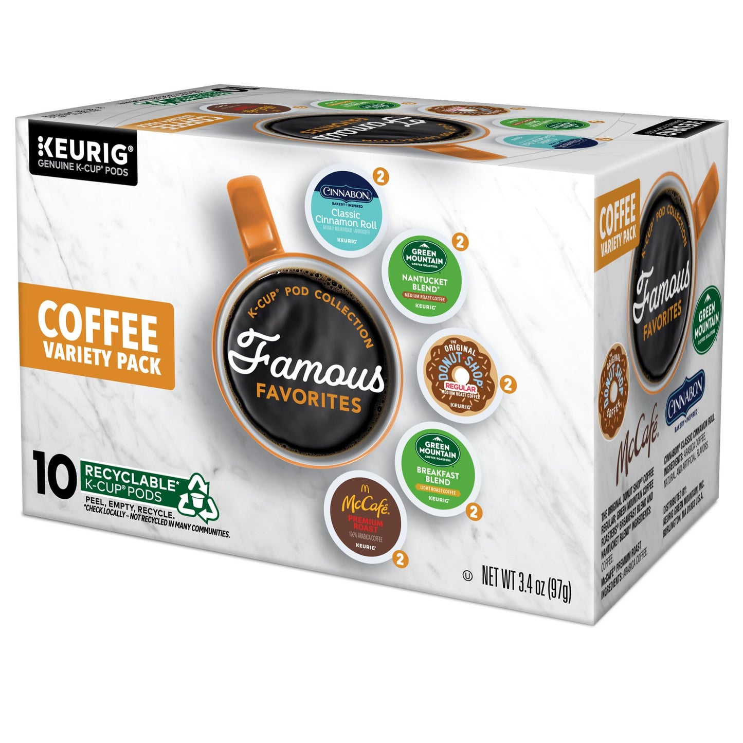 Keurig Famous Favorites Variety Pack  Single-Serve K-Cup Pods  10 Count