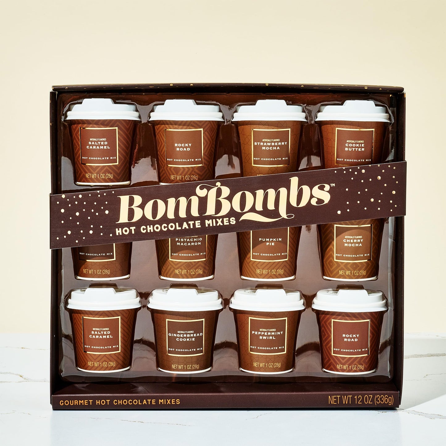 ombs Mini Hot Chocolate Gift Set in Signature Brown Packaging  Dessert Flavors Include Rocky Road  Cookie Butter  Pumpkin Pie & More  Set of 12