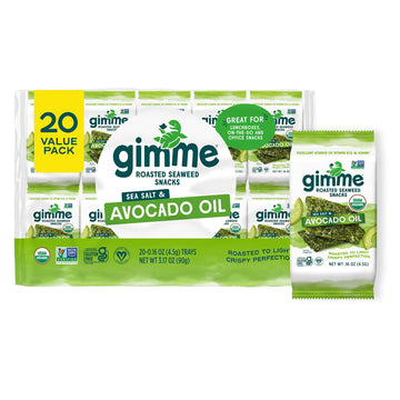 Gimme Seaweed - Sea Salt & Avocado Oil - 20 Count - Organic Roasted Seaweed Sheets - Keto, Vegan, Gluten Free - Great Source Of 
