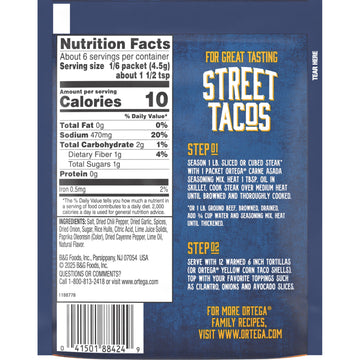 Ortega Street Taco Seasoning Mix, Carne Asada, 1 Ounce, Model 1188424