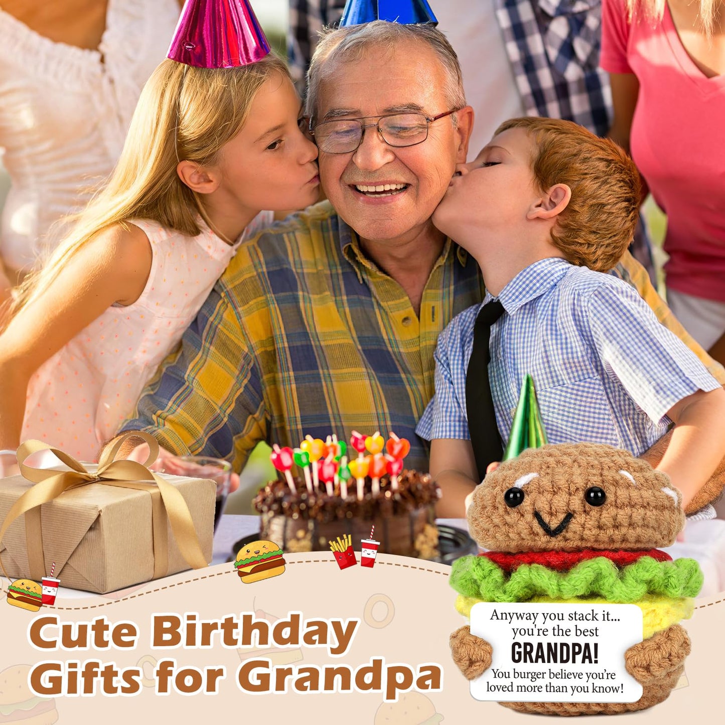 Avboda Mini Birthday Gifts For Grandpa Cute Handmade Crochet For Grandfather Funny Thank You Gift For Papa New Grandfather Bonus Grandpa Unique Thanksgiving Day From Grandkids