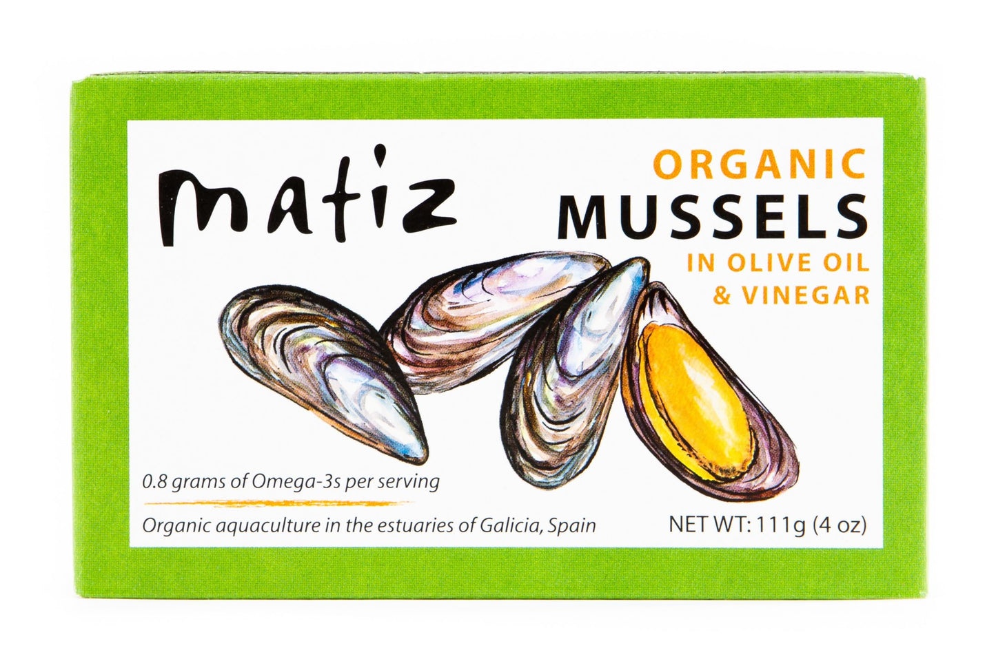 Matiz Mussels in Extra Virgin Olive Oil & Apple Cider Vinegar, 4 oz. (Pack of 2), Handcrafted in Galicia, Spain