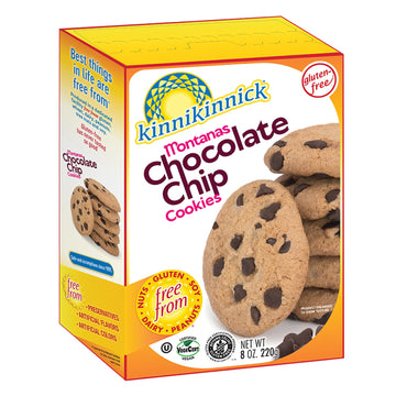 Kinnikinnick - Montanas Chocolate Chip Cookies - Gluten Free And Allergy Friendly, Vegan Cookies - 8 Oz. Box