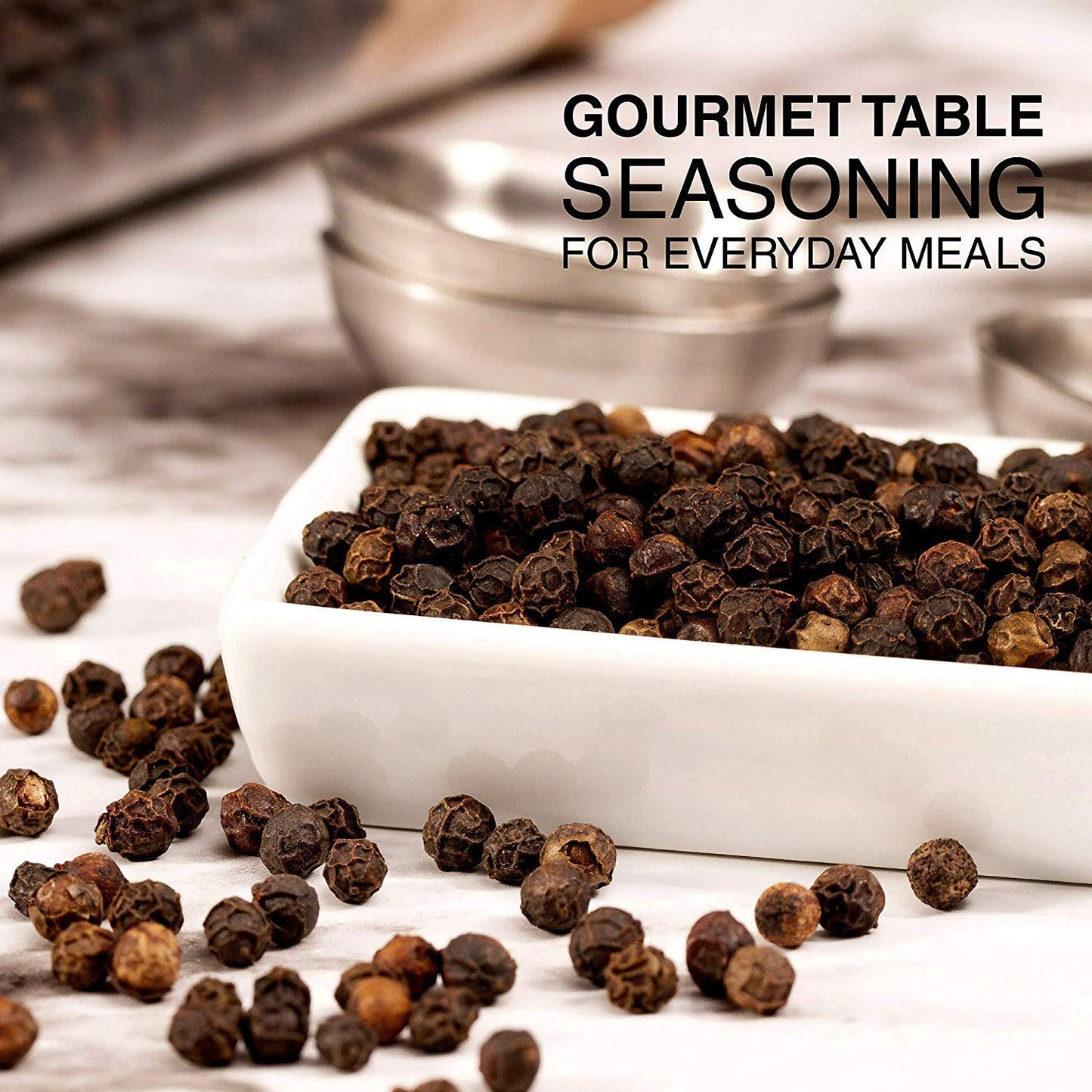 The Spice Lab - Black Tellicherry Peppercorns for Grinder Packed in the USA - Steam Sterilized Kosher Non-GMO All Natural Black