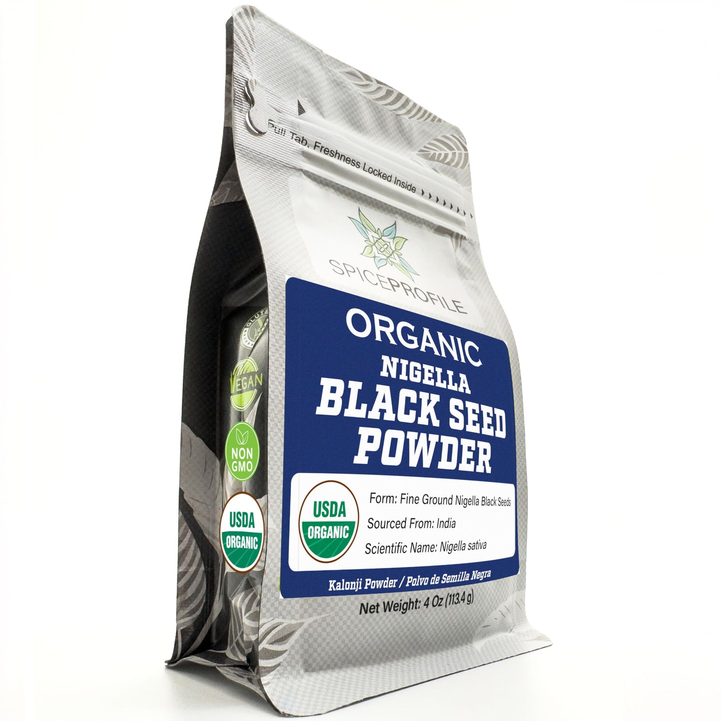 Spice Profile USDA Organic Black Seed Nigella Powder, Lab Tested, Resealable 4 oz Pouch, Nigella Sativa, Kalonji Powder, Polvo d