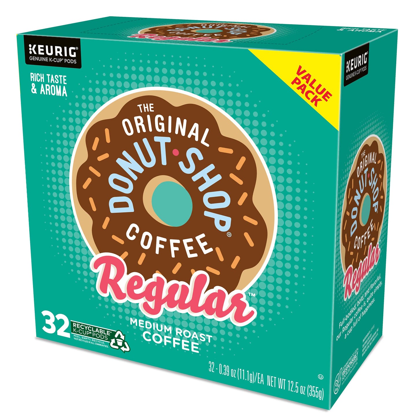 The Original Donut Shop Medium Roast Coffee Pods, 32 Count Single-Serve Keurig K-Cup Pods for a Perfect Brew